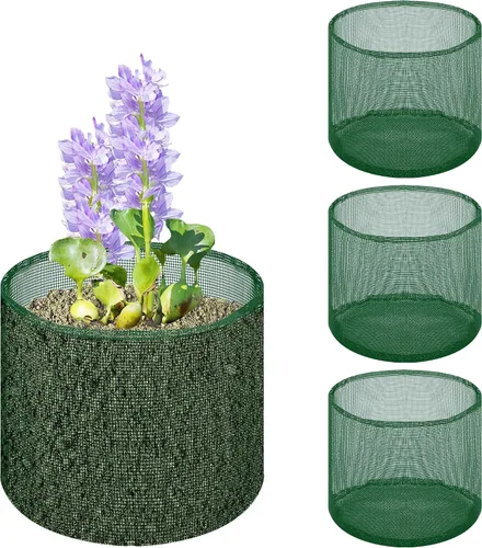 Vista 8 de EBaokuup 4 Piezas Bolsas de Plantación para Estanques Acuáticos - 7.1" Alto x 7.2" Diámetro Macetas de Malla Reutilizable para Jardín Acuático