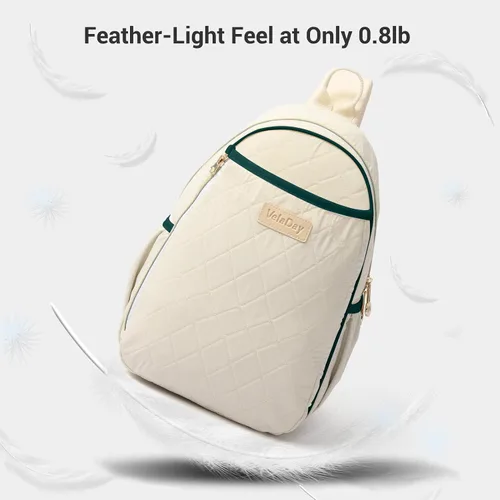 Vista 3 de Bolsa de pickleball para mujer, acolchada y elegante, correa de hombro ajustable, 2 compartimentos de almacenamiento para remos, bolas, zapatos