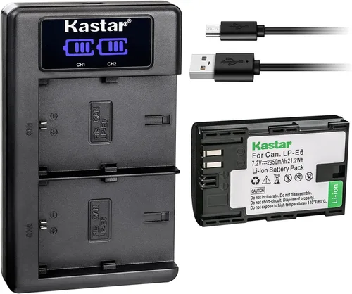 Vista 9 de Kastar Cargador dual LCD USB para batería Canon LP-E6 LP-E6N, cargador Canon LC-E6 LC-E6E y Canon EOS 5DS, EOS 5DS R, EOS 5D Mark II, EOS 5D Mark