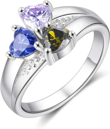 Vista 5 de kaululu Anillo de piedra natal personalizado para mujer, regalo para mamá, anillo de promesa para ella, anillos de boda personalizados para mujer