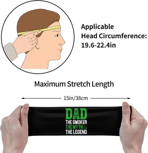 Vista 7 de Dad The Smoker The Myth The Legend Headband for Men Women Sports Sweatband for Fitness Exercise Moisture Wicking Running Yoga Hairbands