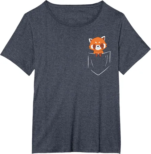 Vista 75 de Funny Red Panda In Pocket - Camiseta con bolsillo, Negro, S