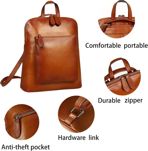 Vista 5 de Heshe Mochila de piel vintage casual para mujer para damas y niñas