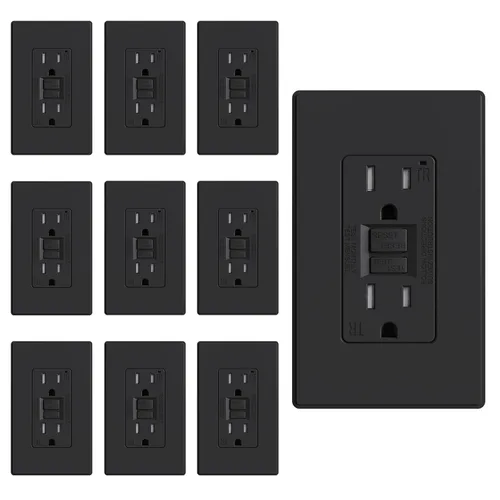 Vista 25 de ELEGRP Toma GFCI de 15 amperios, toma eléctrica GFI de autoprueba con diseño más delgado, receptáculo GFCI resistente a manipulaciones TR