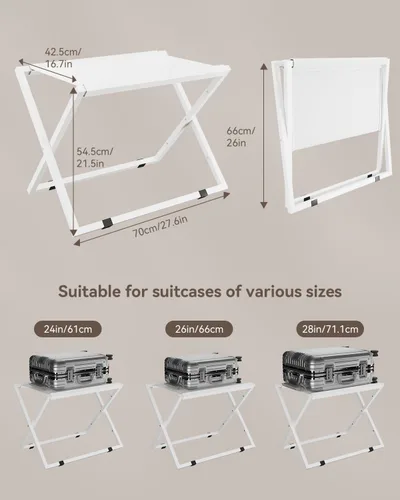 Vista 3 de IBUYKE Soporte de equipaje para todos los tamaños de maleta, soporte de equipaje de metal, soporte plegable para maleta, fácil de montar