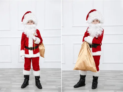 Vista 3 de ELFJOY Traje de Papá Noel para niños, disfraz de Halloween para Navidad