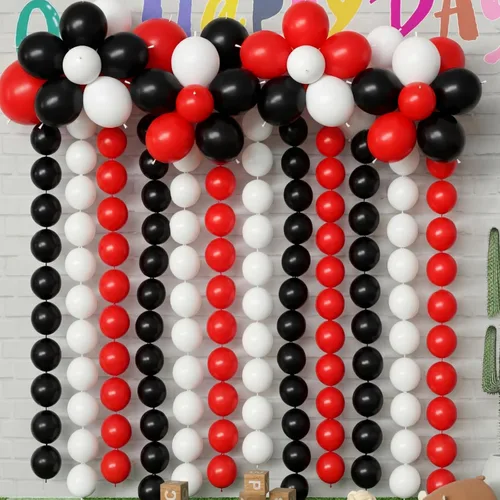 Vista 20 de 100 globos de látex, 10 pulgadas, color negro Enlazable para guirnaldas de arcos rápidos, decoración de boda, cumpleaños, Pascua, no necesita
