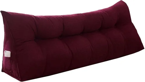 Vista 19 de Almohada de cuña para pared de cama, cabecera de almohada de respaldo de cama, almohada de lectura triangular grande, con funda extraíble