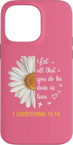 Vista 21 de Linda Daisy 1 Corinthians 16:14 Love Bible Verse for Women Case for iPhone 17