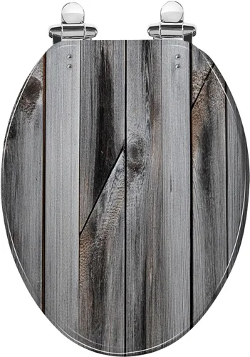 Vista 8 de Round Resin Toilet Seat, Quietly Close Quick Release Hinges Cover Patrón 3