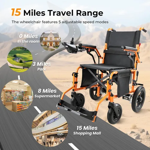 Vista 8 de YF001S Zygenair Silla de ruedas eléctrica de capacidad de 330 libras para adultos, 15 millas de alcance, silla de ruedas eléctrica ligera