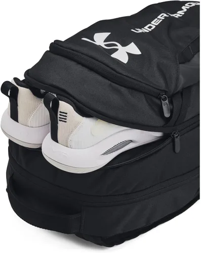 Vista 6 de Under Armour Mochila Hustle 6.0 unisex para adultos (002) Negro / Negro / Blanco