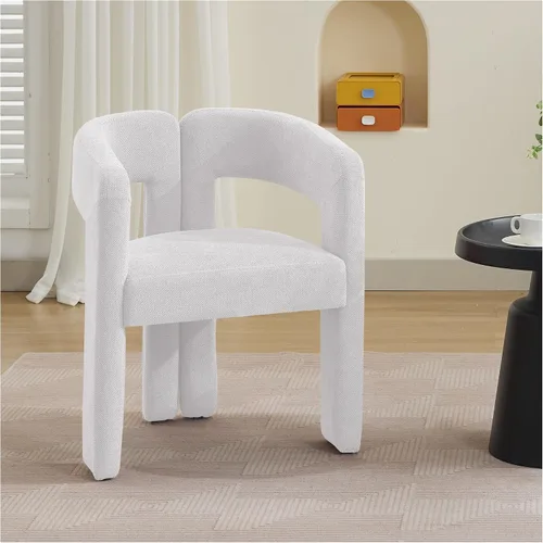Vista 17 de adochr Modernas sillas de comedor de barril, silla de comedor tapizada de lino con patas de madera, sillas decorativas con brazos, cómodos sillones