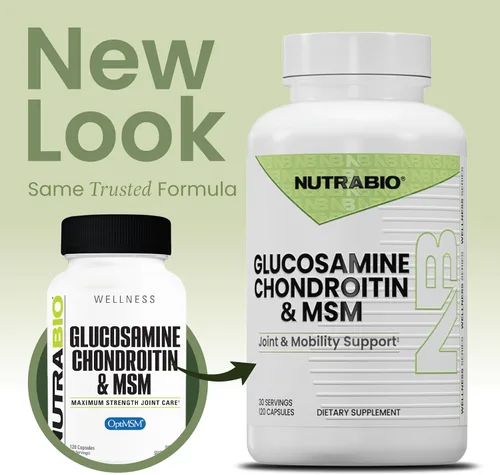 Vista 2 de NutraBio Suplemento de glucosamina condroitina y OptiMSM, fórmula de apoyo articular - 120 cápsulas (120 unidades)