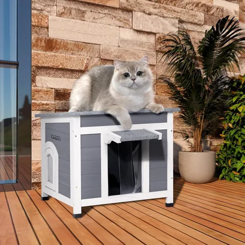 Vista 2 de GEGURI - Casa de gatos al aire libre, refugio resistente a la intemperie para gatos ferales para el invierno