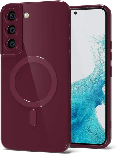 Vista 100 de Svanove Funda magnética de silicona para Samsung Galaxy S22, compatible con Magsafe, bonita funda para mujer, goma de gelatina brillante delgada