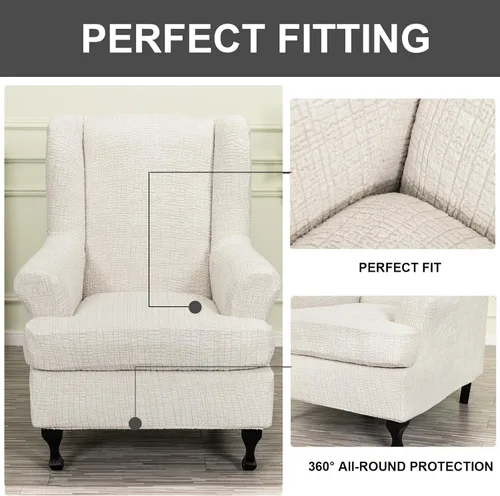 Vista 71 de Eco-Ancheng Funda para silla Wingback, 2 piezas, respaldo de ala, fundas de elastano para sillón con respaldo de ala, fundas para sillón con parte