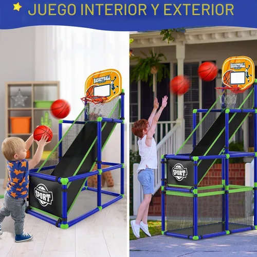 Vista 2 de EagleStone Aro de baloncesto arcade ajustable con retorno de pelota para Azul y amarillo