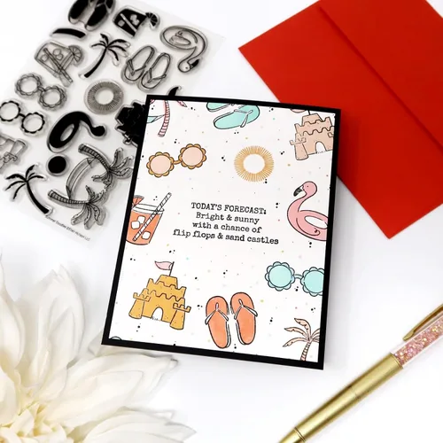 Vista 3 de Ellen Hutson, Essentials by Ellen, Summer Doodles and Sentiments Stamp & Die Set Combo, Estampación, Papeles, Hacer Tarjetas, Scrapbooking, DIY