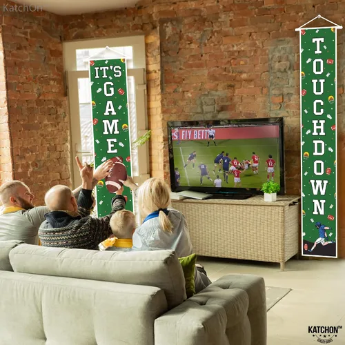 Vista 6 de KatchOn, XtraLarge - Cartel de fútbol para porche, 72 x 12 pulgadas, decoración de fiesta de fútbol, pancarta de bienvenida de fútbol de touchdown