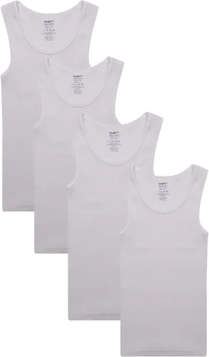 Vista 2 de Buyless Fashion Camiseta sin etiqueta de cuello redondo para niños, camiseta sin mangas de algodón suave (paquete de 4)
