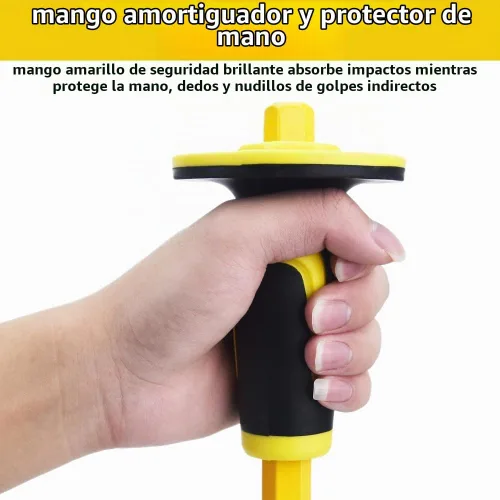 Vista 5 de Juego de cinceles resistentes de 3 piezas con protección de manos, cinceles de piedra de hormigón y mortero, utilizado para demolición, tallado