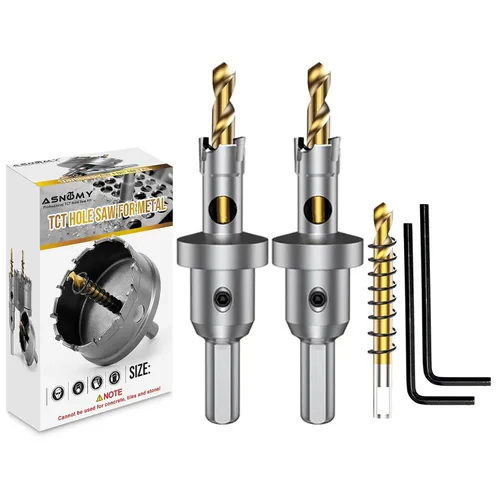 Vista 8 de ASNOMY Broca de sierra perforadora con punta de carburo de tungsteno para metal duro, cortador de sierra de agujero T.C.T de 1/2 pulgada con 2