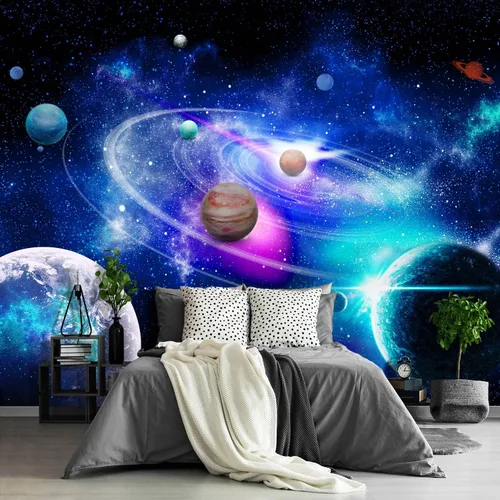 Vista 17 de Papel tapiz espacial 3D para dormitorio, murales de pared extra grandes para sala de estar, 151 x 105 pulgadas (no se puede despegar ni pegar)