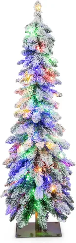 Vista 28 de Goplus Árbol de Navidad negro sin luz de 6 pies, árbol de Halloween artificial con 1036 puntas de rama, soporte de metal, árbol completo de Navidad