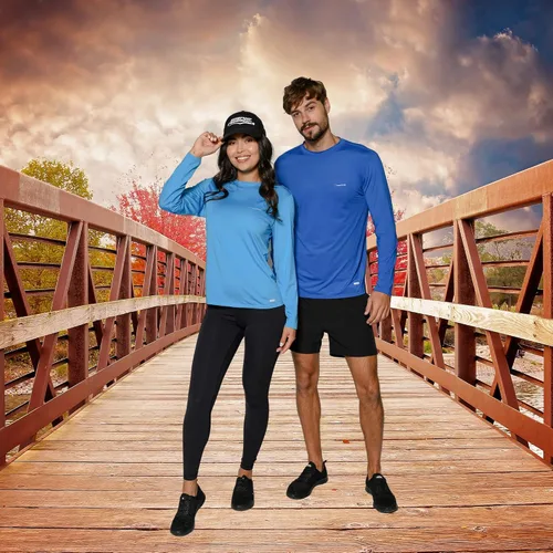 Vista 5 de Wave Runner Camisas de natación para hombre con protección solar UV, camisetas de entrenamiento de secado rápido para pesca, correr