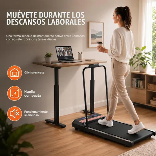 Vista 2 de Gkyet Walking Pad Treadmill with Handle Bar, 8% Incline Under Desk Treadmill 2.5HP Quiet Motor, 265 lb Capacity, 0.6-4 MPH Speed, 15 x 35.4 in