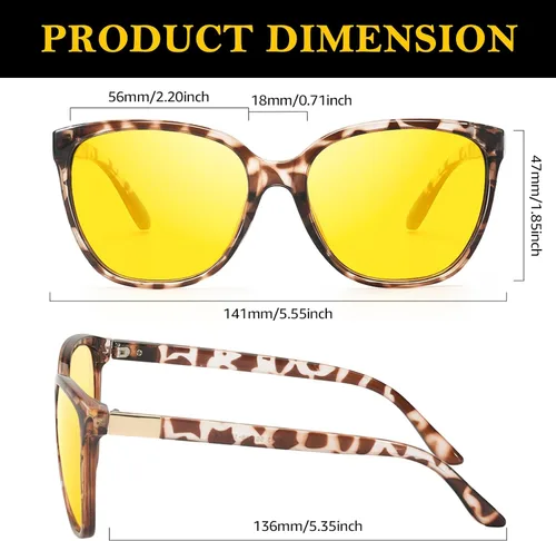 Vista 3 de TJUTR TN2593 - Lentes de conducción con visión nocturna antirreflejos para hombres y mujeres, lentes amarillas polarizadas para seguridad nocturna