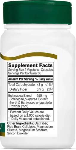 Vista 2 de 21st Century Cápsulas vegetales de extracto de equinácea, 60 unidades Echinacea Purpurea & Angustifolia Standardized Herbal Extract, Immune