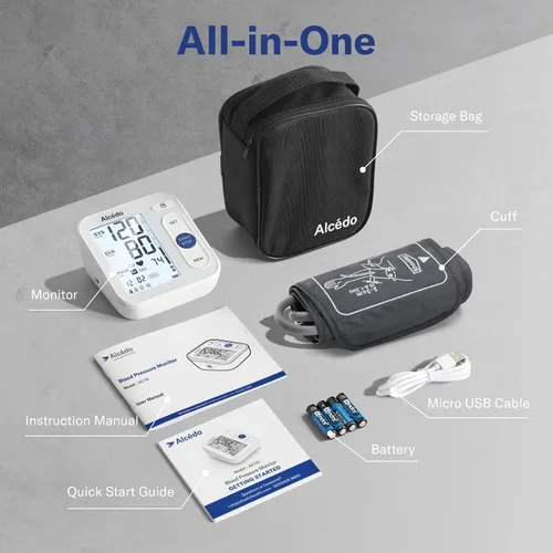 Vista 9 de Alcedo Monitor de presión arterial para uso doméstico, máquina digital automática de presión arterial con brazalete grande para la parte superior