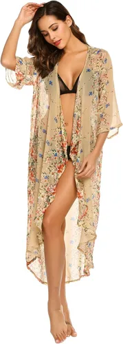 Vista 2 de Ekouaer Traje de baño para mujer, cubierta de gasa transparente, traje de baño para playa