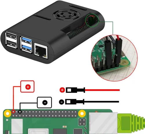 Vista 6 de Funda Raspberry Pi 4 con ventilador de refrigeración y disipador térmico para Pi 4B