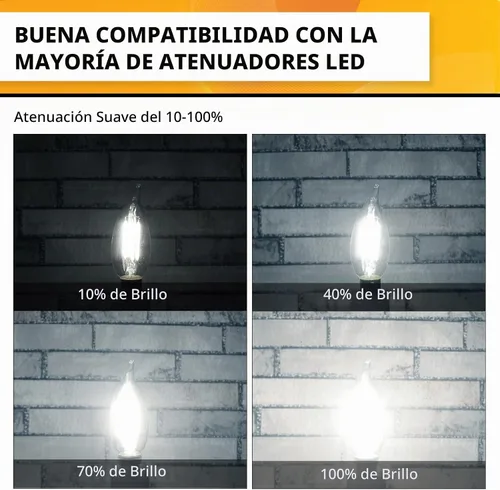 Vista 4 de Hizashi Bombilla de candelabro E12 de 40 W, bombillas LED de candelabro regulables CRI 90+, 4 W, 450 lm, 5000 K, luz blanca diurna, punta de llama
