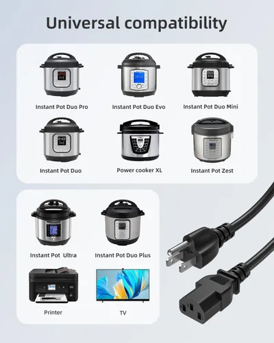 Vista 2 de Cable de alimentación para olla a presión eléctrica instantánea, olla rápida de potencia, olla arrocera, microondas, máquina de leche de soja y más