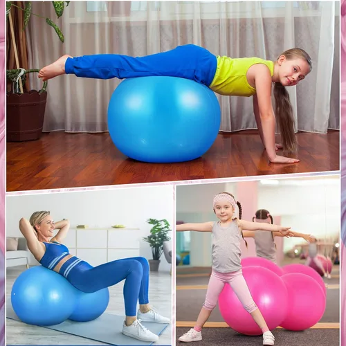 Vista 6 de Wettarn 2 unidades de bola de maní de maní para ejercicio, para embarazo, yoga, estabilidad, fitness, con bomba para parto, entrenamiento de fuerza