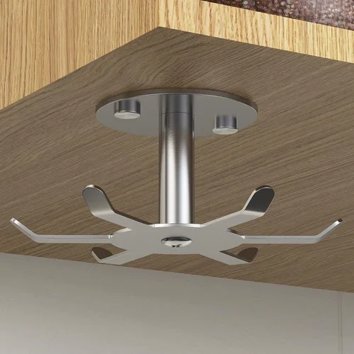 Vista 7 de 2 ganchos giratorios para debajo del gabinete, soporte giratorio para utensilios de cocina de acero inoxidable 304, estante colgante para utensilios