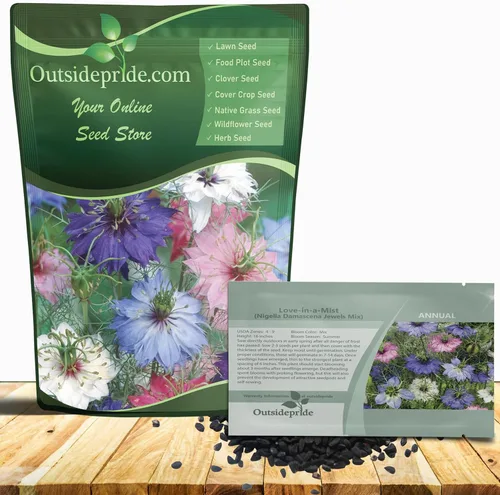 Vista 9 de Outsidepride Jewels Indigo Nigella Seeds - 1000 Pcs Semillas de flores anuales para plantar con flores vibrantes y follaje lacio tipo helecho