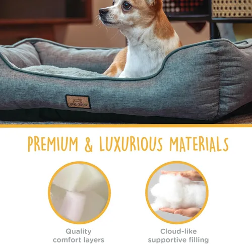 Vista 4 de Cama pequeña para perros de 26 pulgadas, sofá lavable de felpa para perros y gatos pequeños, cama rectangular suave para cachorros con base