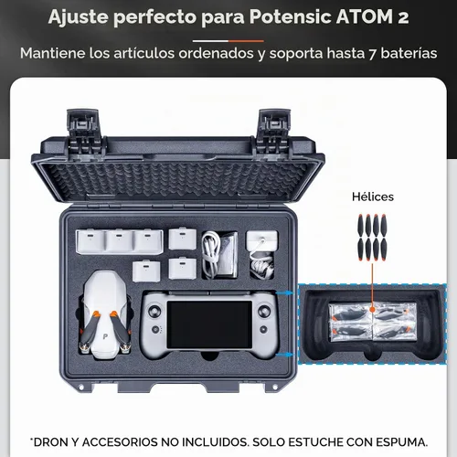 Vista 3 de Lykus Titan AM110 - Carcasa rígida impermeable para Potensic Atom 2 y PTD 1 RC, soporta hasta 7 baterías (solo funda)