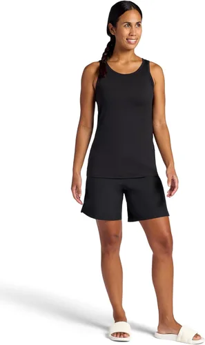 Vista 3 de Gaiam Camiseta sin mangas de cuello redondo para mujer, ajuste relajado, material elástico de peso medio