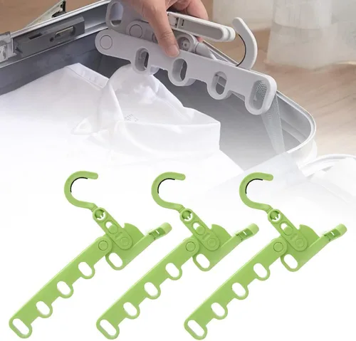 Vista 12 de 2 perchas plegables de viaje, colgador de ropa plegable portátil con 5 agujeros, colgador de ropa montado en la pared, estante de secado plegable