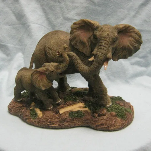 Vista 2 de StealStreet SS-G-54137 - Figura de elefante gris para madre y niño jugando con troncos, 6.5 pulgadas