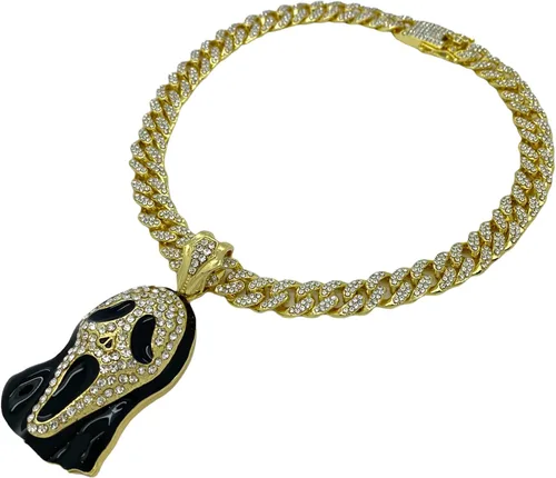 Vista 4 de Shiny Jewelers USA COLGANTE DE CADENA PARA HOMBRE ICED OUT RAPPER MASK HIP HOP CAJA DE 24 pulgadas, CUBANO, COLLAR DE CADENA DE CUERDA, Metal