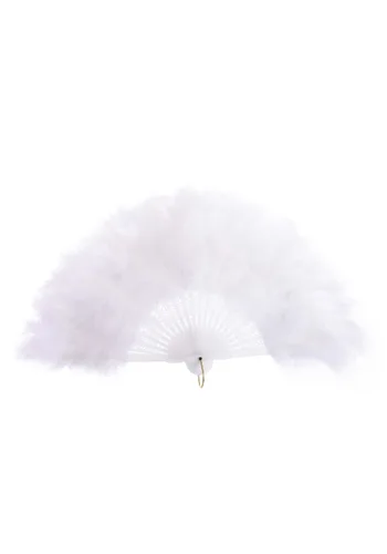 Vista 4 de Accesorio de Abanico Clásico con Plumas Blancas Multicolor