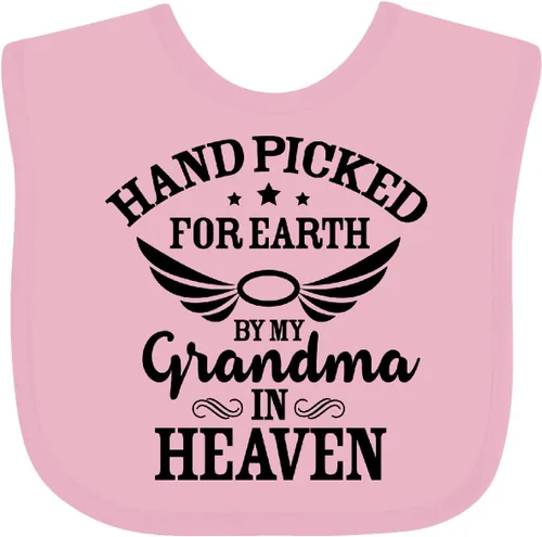 Vista 16 de inktastic Handpicked for Earth By My Grandma in Heaven Angel Wings Baby Bib