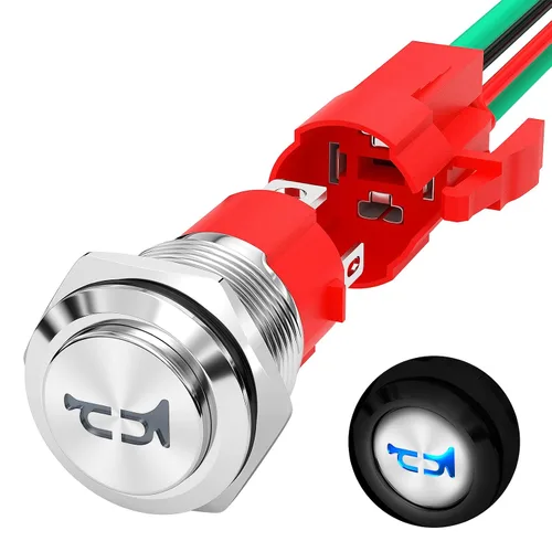 Vista 7 de Joinfworld Interruptor de botón de claxon 12V 20A de servicio pesado de 16MM, interruptor de altavoz de metal para bocina, botón de contacto